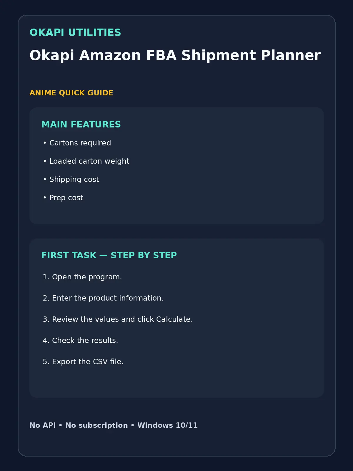 Okapi Amazon FBA Shipment Planner quick guide
