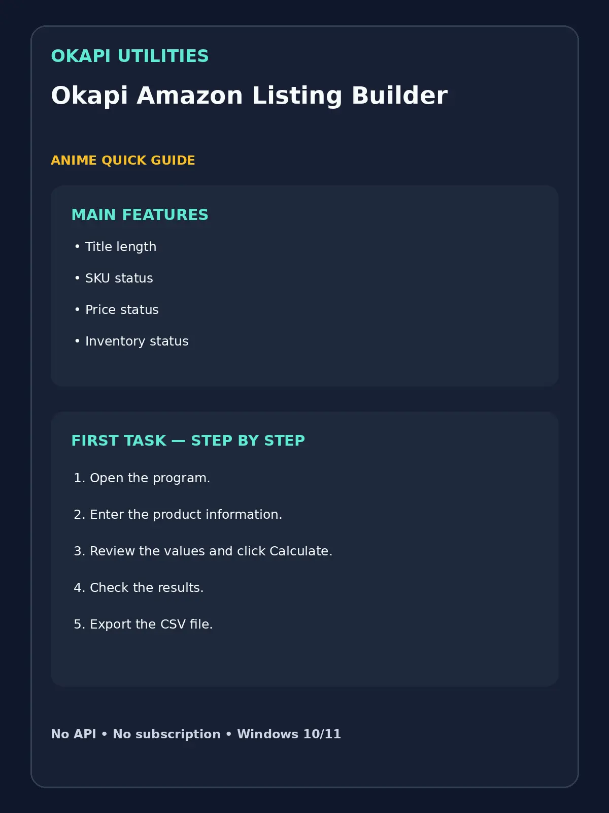 Okapi Amazon Listing Builder quick guide