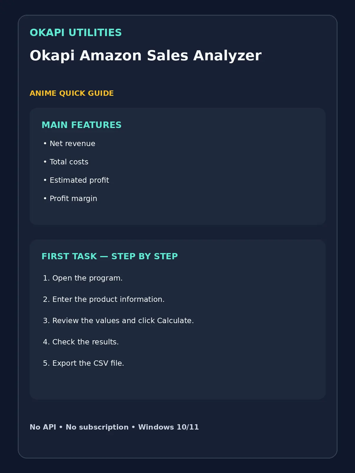 Okapi Amazon Sales Analyzer quick guide
