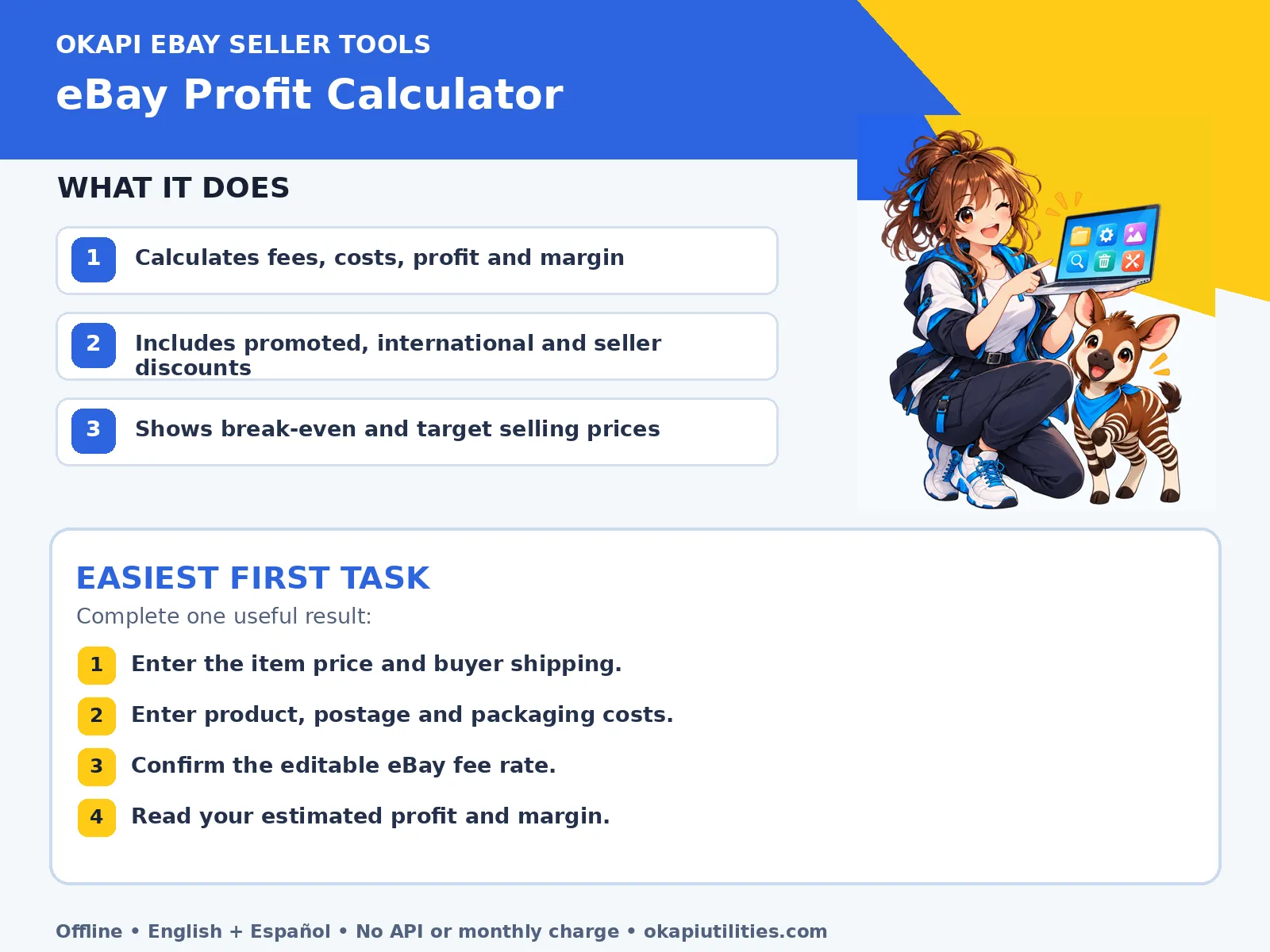 Okapi eBay Profit Calculator quick guide