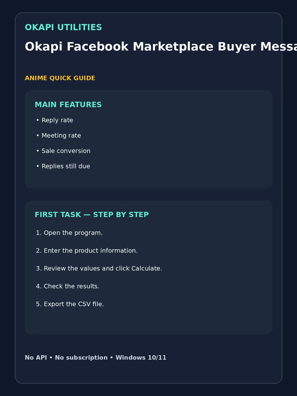 Okapi Facebook Marketplace Buyer Message Tracker quick guide