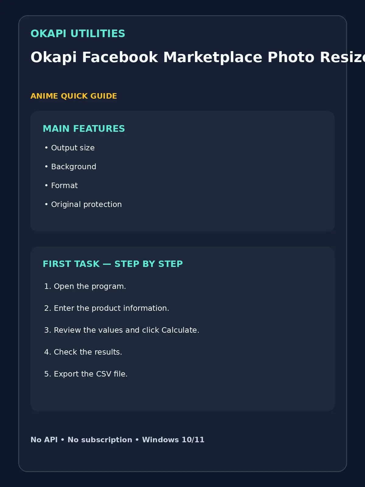 Okapi Facebook Marketplace Photo Resizer quick guide