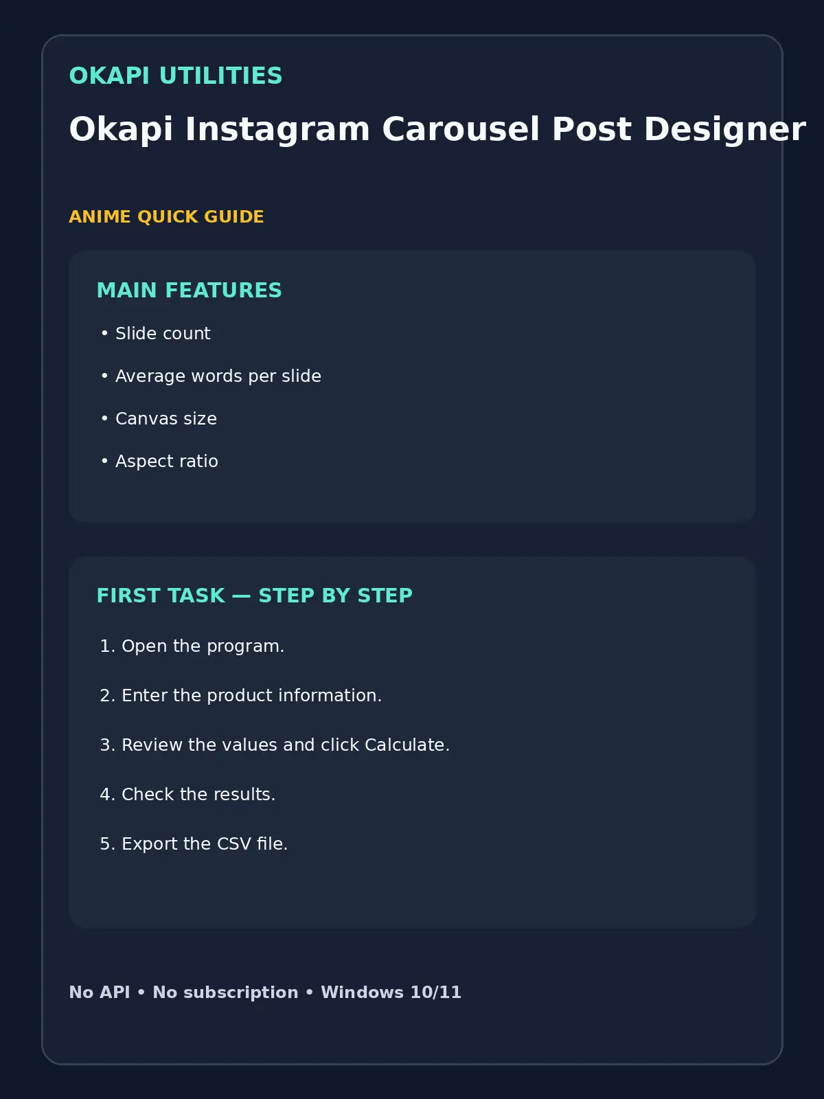 Okapi Instagram Carousel Post Designer quick guide
