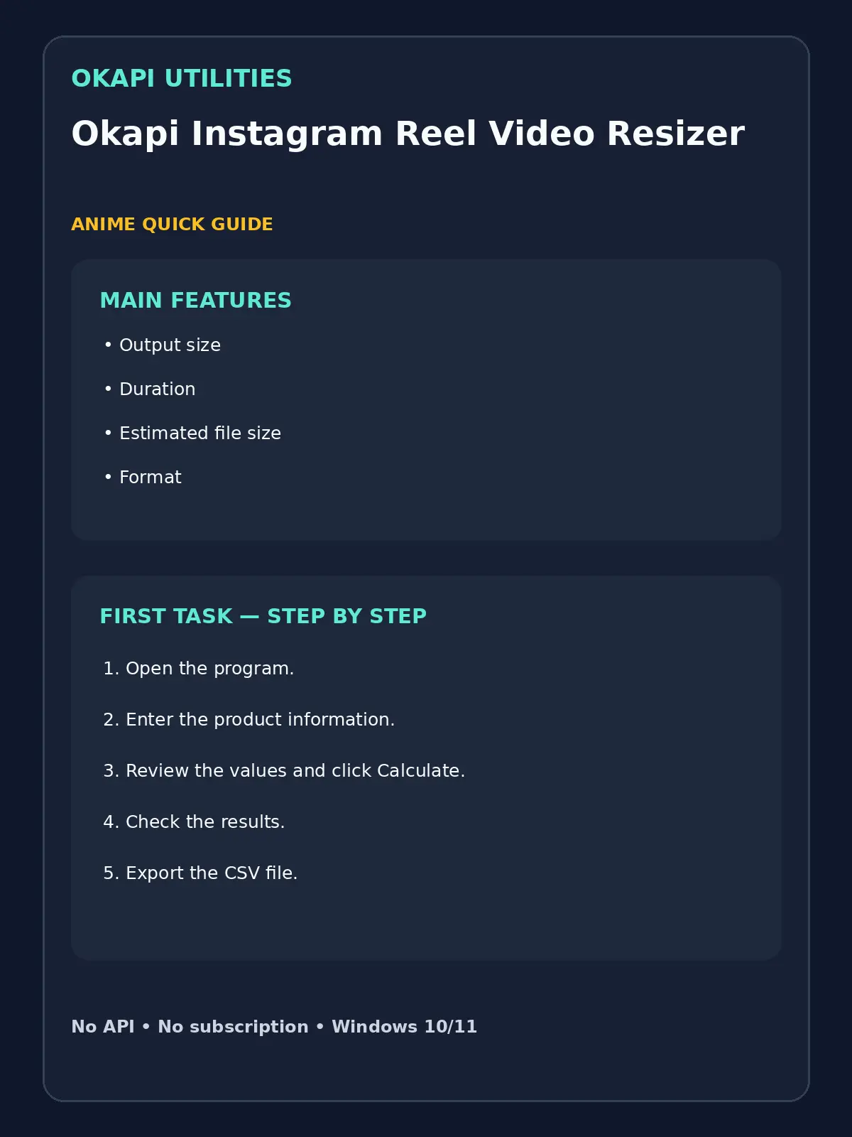 Okapi Instagram Reel Video Resizer quick guide