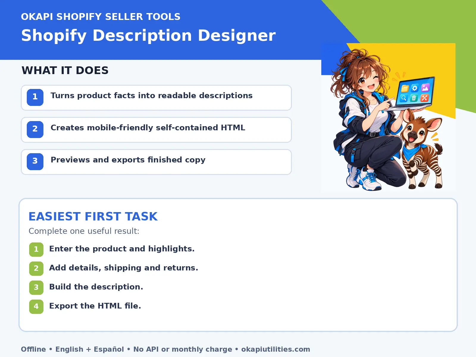 Okapi Shopify Description Designer quick guide