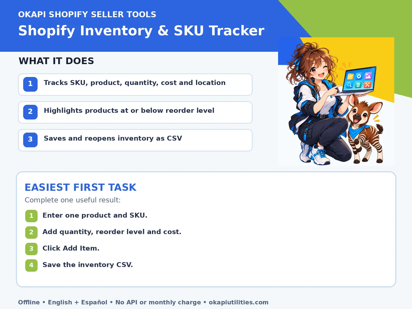 Okapi Shopify Inventory & SKU Tracker quick guide