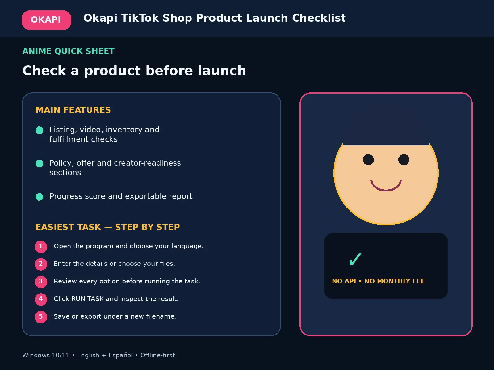 Okapi TikTok Shop Product Launch Checklist quick guide