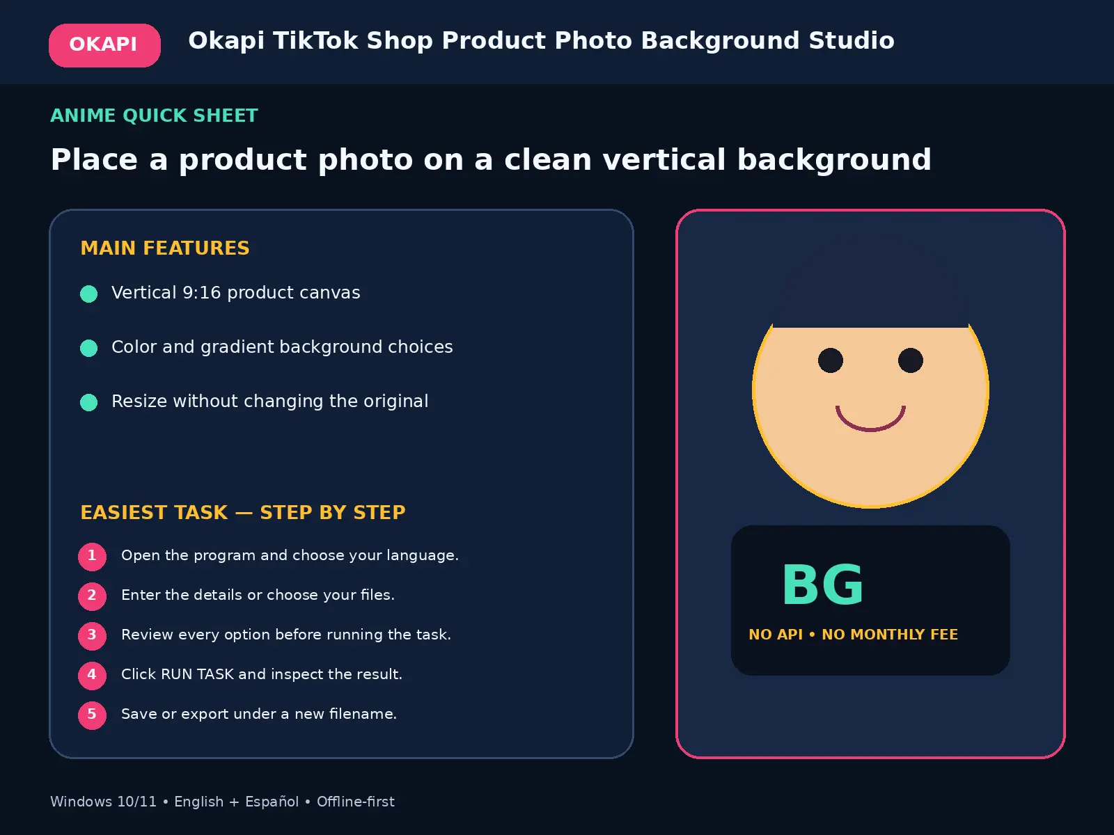 Okapi TikTok Shop Product Photo Background Studio quick guide