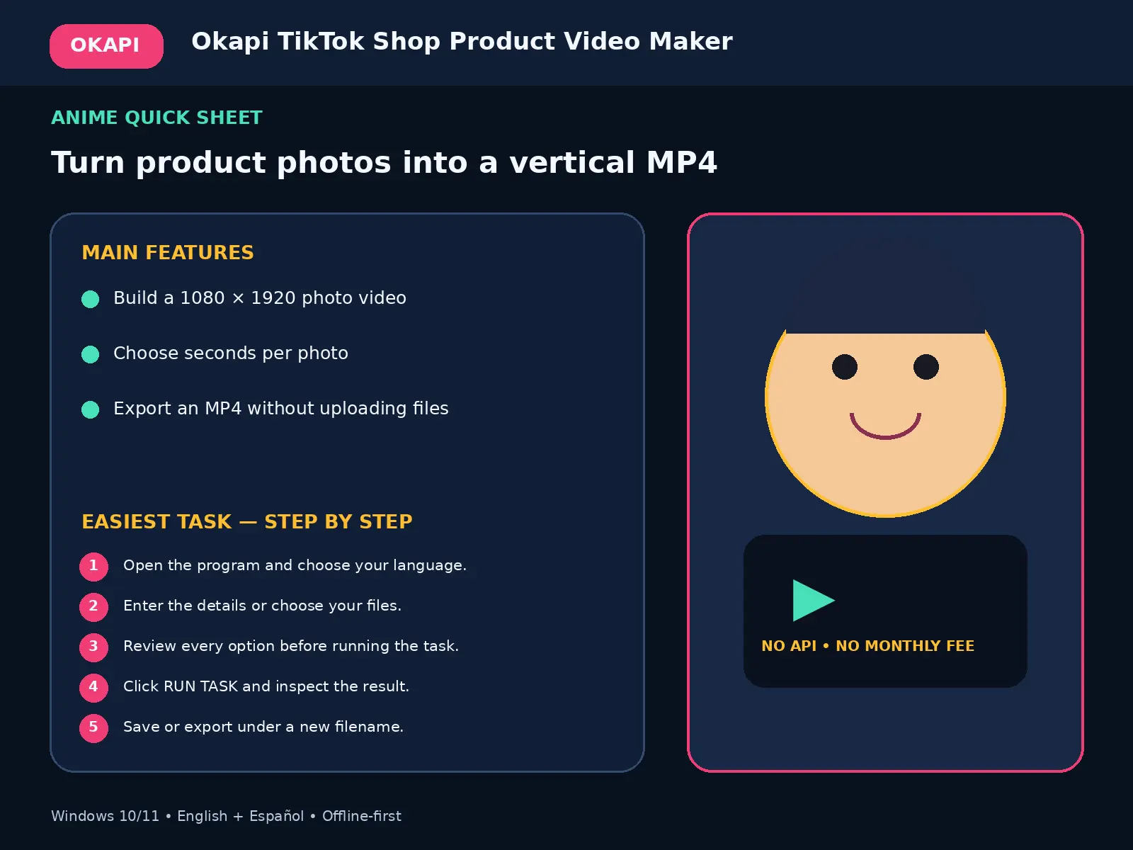 Okapi TikTok Shop Product Video Maker quick guide